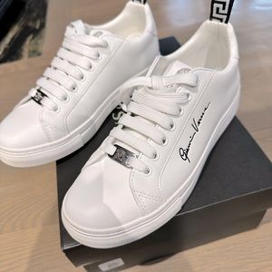 Versace White Leather Low Top Sneakers